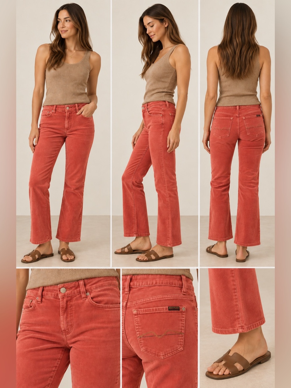 7 For All Mankind Red Bootcut Corduroy Pants